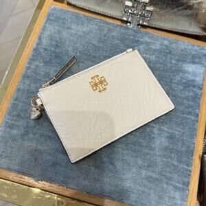 Tory Burch Britten Zip Card Case 169904 Patent Leather Light Cream, $180